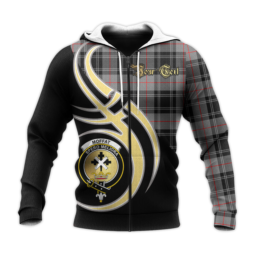 Printivon Moffat Modern Clan Believe In Me Crest Tartan Knitted Hoodie Custom Your Text