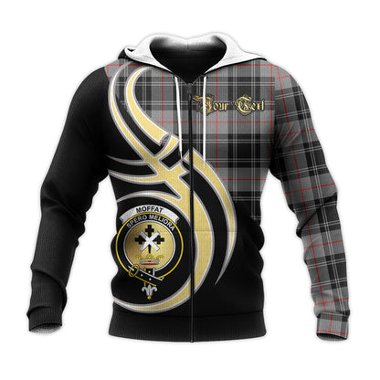 Printivon Moffat Modern Clan Believe In Me Crest Tartan Knitted Hoodie Custom Your Text