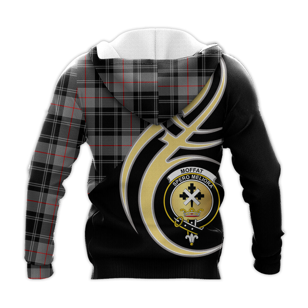 Printivon Moffat Modern Clan Believe In Me Crest Tartan Knitted Hoodie Custom Your Text