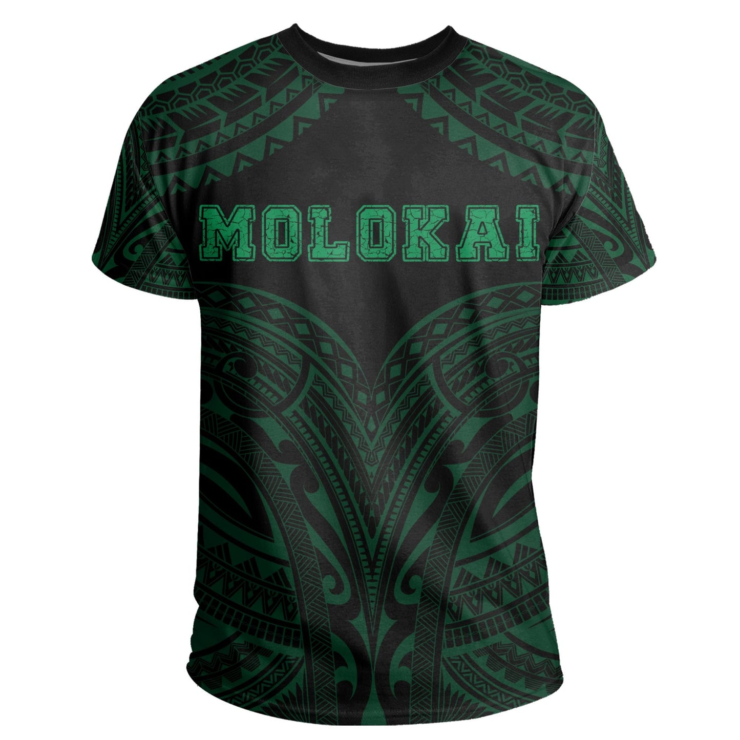 Hawaiian Kanaka Map Polynesian Molokai T - Shirt - Green - Brad Style - Ah