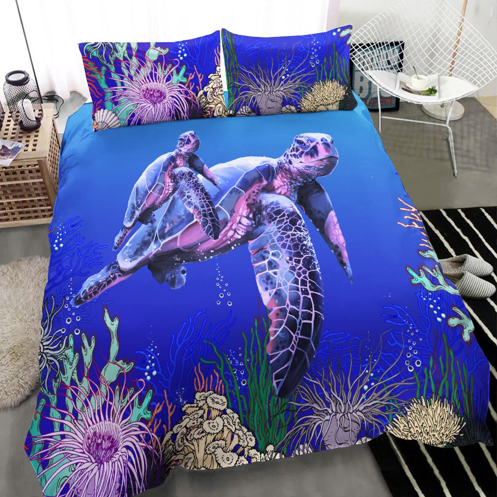 Polynesian Bedding Set Mother Turtle And Baby Turtle