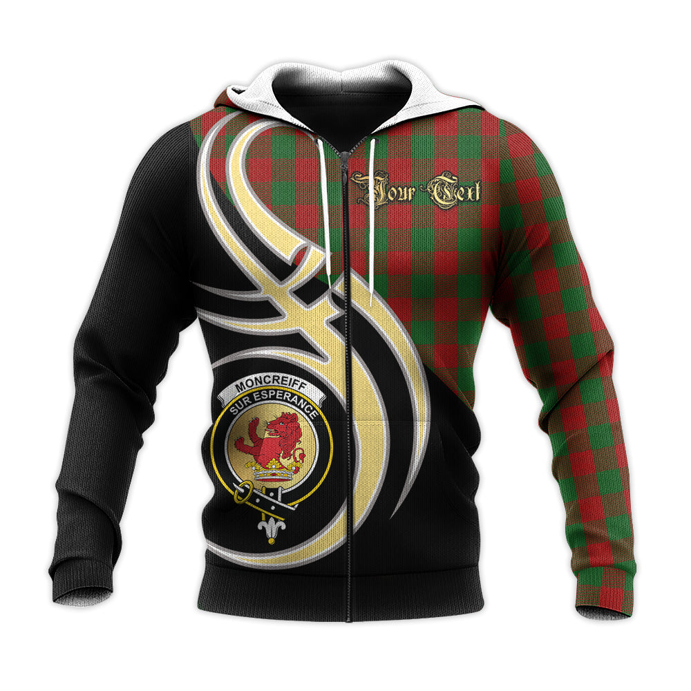 Printivon Moncrieff Clan Believe In Me Crest Tartan Knitted Hoodie Custom Your Text