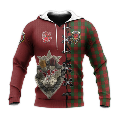 Printivon Moncrieff Tartan Hoodie Lion Rampant And Celtic Thistle Style