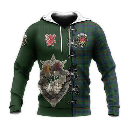 Printivon Moncrieff Of Atholl Tartan Hoodie Lion Rampant And Celtic Thistle Style