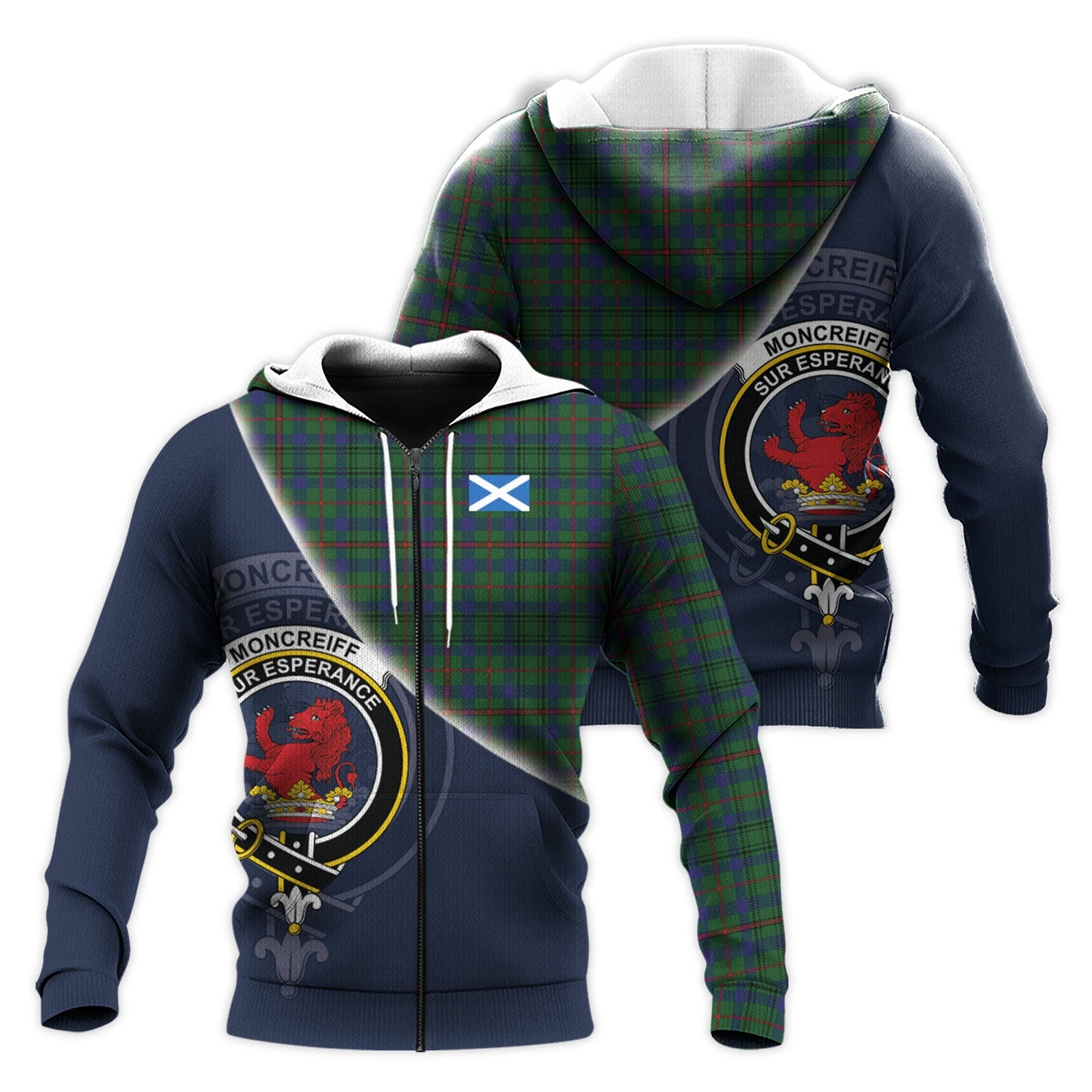 Printivon Moncrieff Of Atholl Tartan Scottish Crest Hoodie