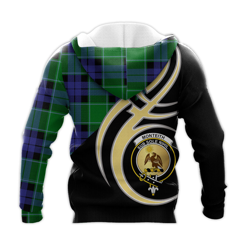 Printivon Monteith Clan Believe In Me Crest Tartan Knitted Hoodie Custom Your Text