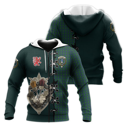 Printivon Montgomery Tartan Hoodie Lion Rampant And Celtic Thistle Style