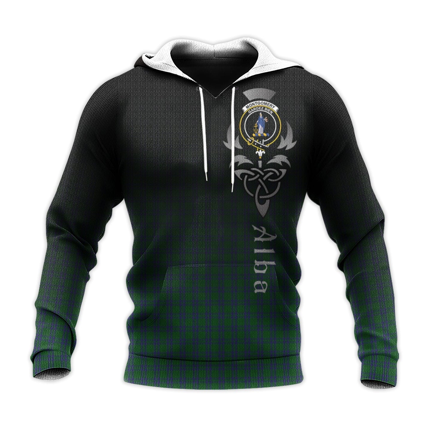 Printivon Montgomery Tartan Crest Alba Celtic Hoodie