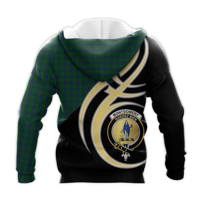 Printivon Montgomery Clan Believe In Me Crest Tartan Knitted Hoodie Custom Your Text
