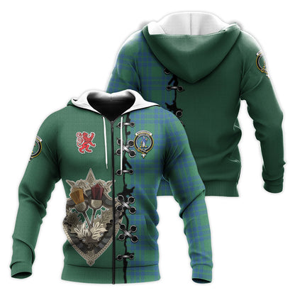 Printivon Montgomery Ancient Tartan Hoodie Lion Rampant And Celtic Thistle Style