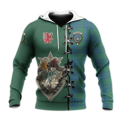 Printivon Montgomery Ancient Tartan Hoodie Lion Rampant And Celtic Thistle Style