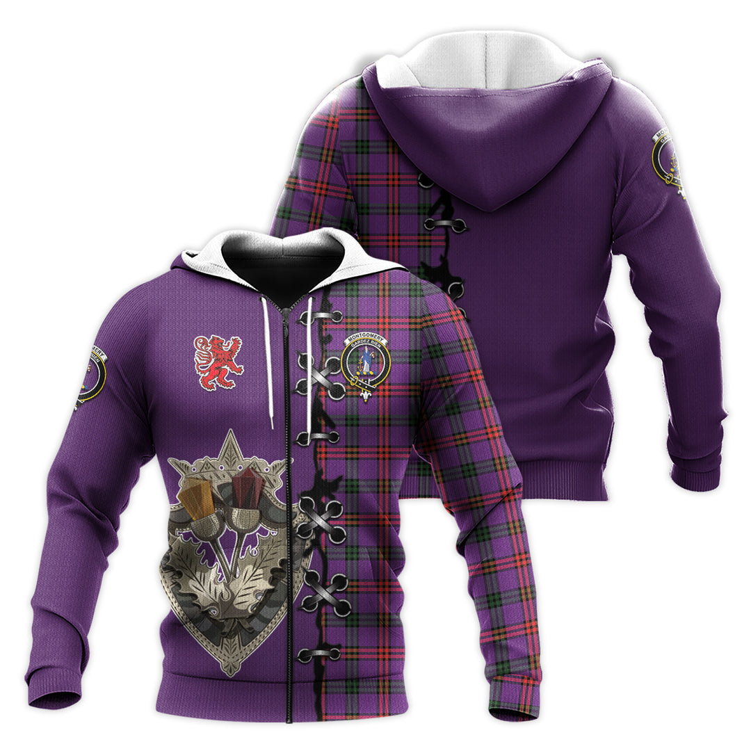 Printivon Montgomery Modern Tartan Hoodie Lion Rampant And Celtic Thistle Style