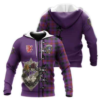 Printivon Montgomery Modern Tartan Hoodie Lion Rampant And Celtic Thistle Style