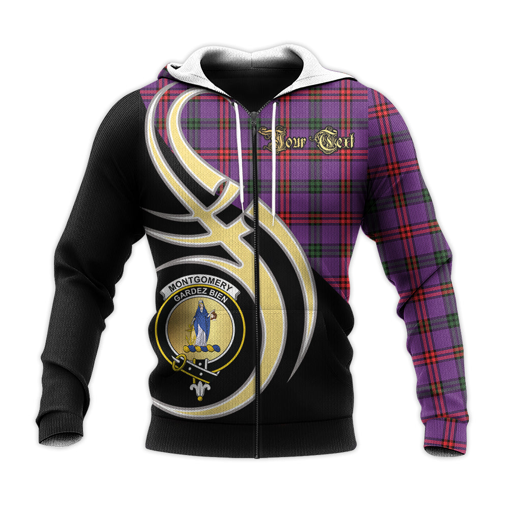 Printivon Montgomery Modern Clan Believe In Me Crest Tartan Knitted Hoodie Custom Your Text