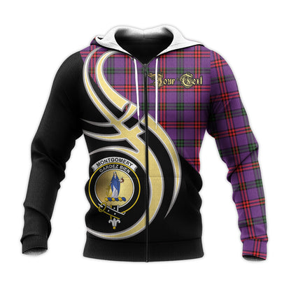 Printivon Montgomery Modern Clan Believe In Me Crest Tartan Knitted Hoodie Custom Your Text