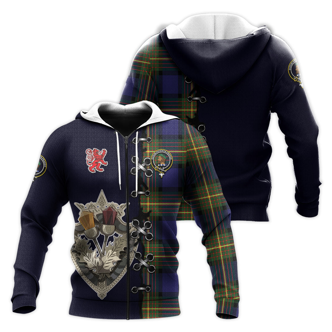 Printivon Moore Tartan Hoodie Lion Rampant And Celtic Thistle Style