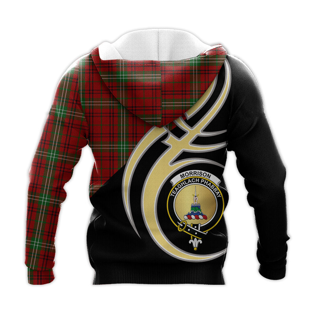 Printivon Morrison Clan Believe In Me Crest Tartan Knitted Hoodie Custom Your Text