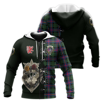 Printivon Morrison Modern Tartan Hoodie Lion Rampant And Celtic Thistle Style