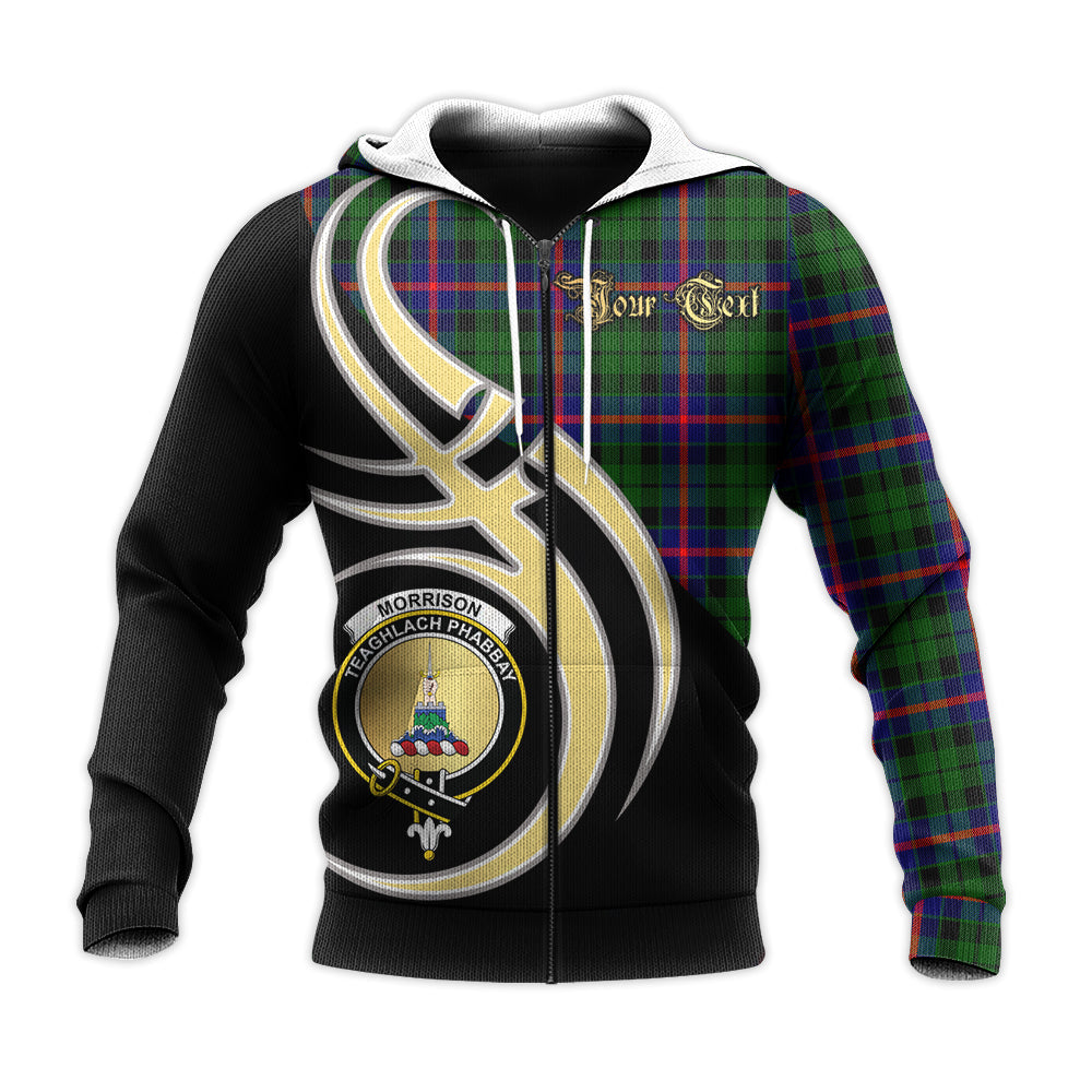 Printivon Morrison Modern Clan Believe In Me Crest Tartan Knitted Hoodie Custom Your Text
