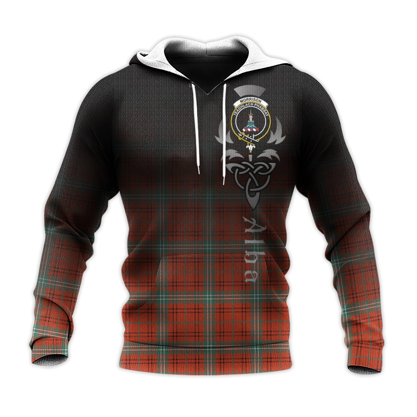 Printivon Morrison Red Ancient Tartan Crest Alba Celtic Hoodie