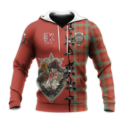 Printivon Morrison Red Ancient Tartan Hoodie Lion Rampant And Celtic Thistle Style