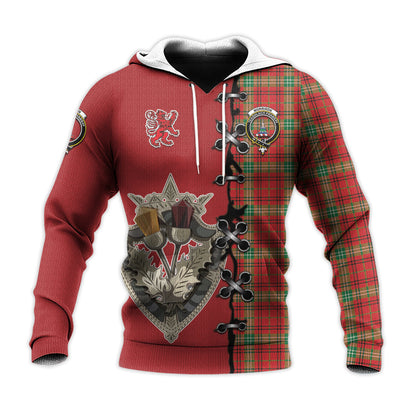 Printivon Morrison Red Modern Tartan Hoodie Lion Rampant And Celtic Thistle Style