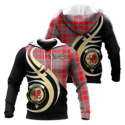 Printivon Moubray Clan Believe In Me Crest Tartan Knitted Hoodie Custom Your Text