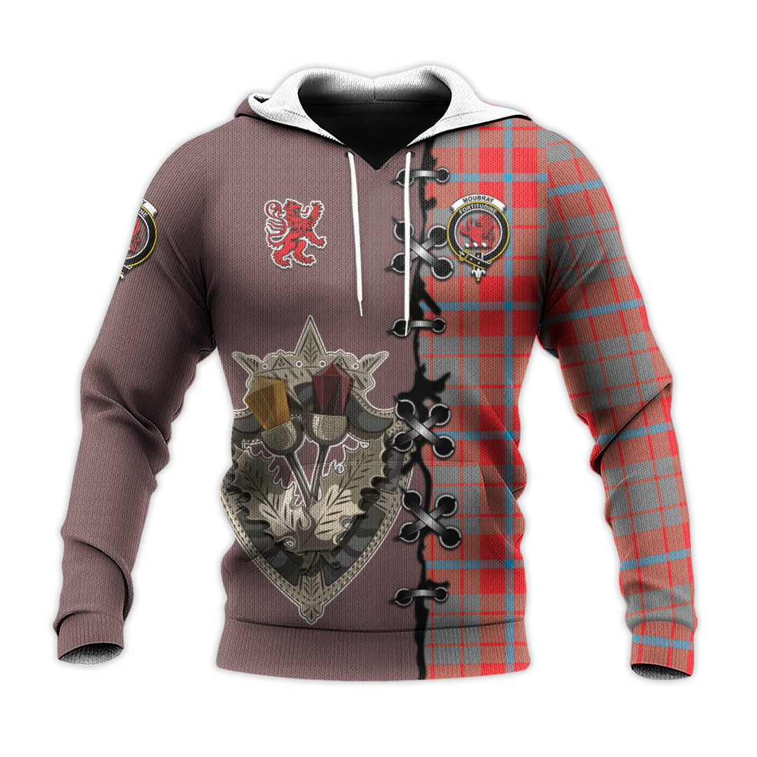 Printivon Moubray Tartan Hoodie Lion Rampant And Celtic Thistle Style