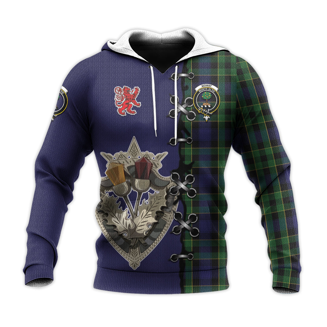 Printivon Mowat Tartan Hoodie Lion Rampant And Celtic Thistle Style