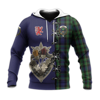 Printivon Mowat Tartan Hoodie Lion Rampant And Celtic Thistle Style