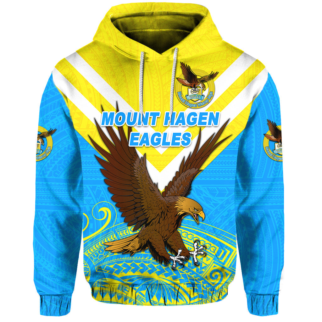 ( Personalised) Papua New Guinea Mount Hagen Eagles Hoodie Wamp Nga Rugby Blue, Text And Number