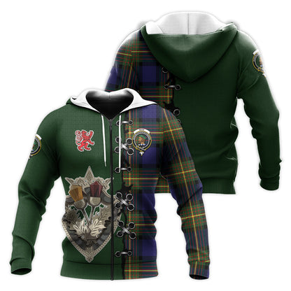 Printivon Muir Tartan Hoodie Lion Rampant And Celtic Thistle Style