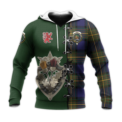 Printivon Muir Tartan Hoodie Lion Rampant And Celtic Thistle Style
