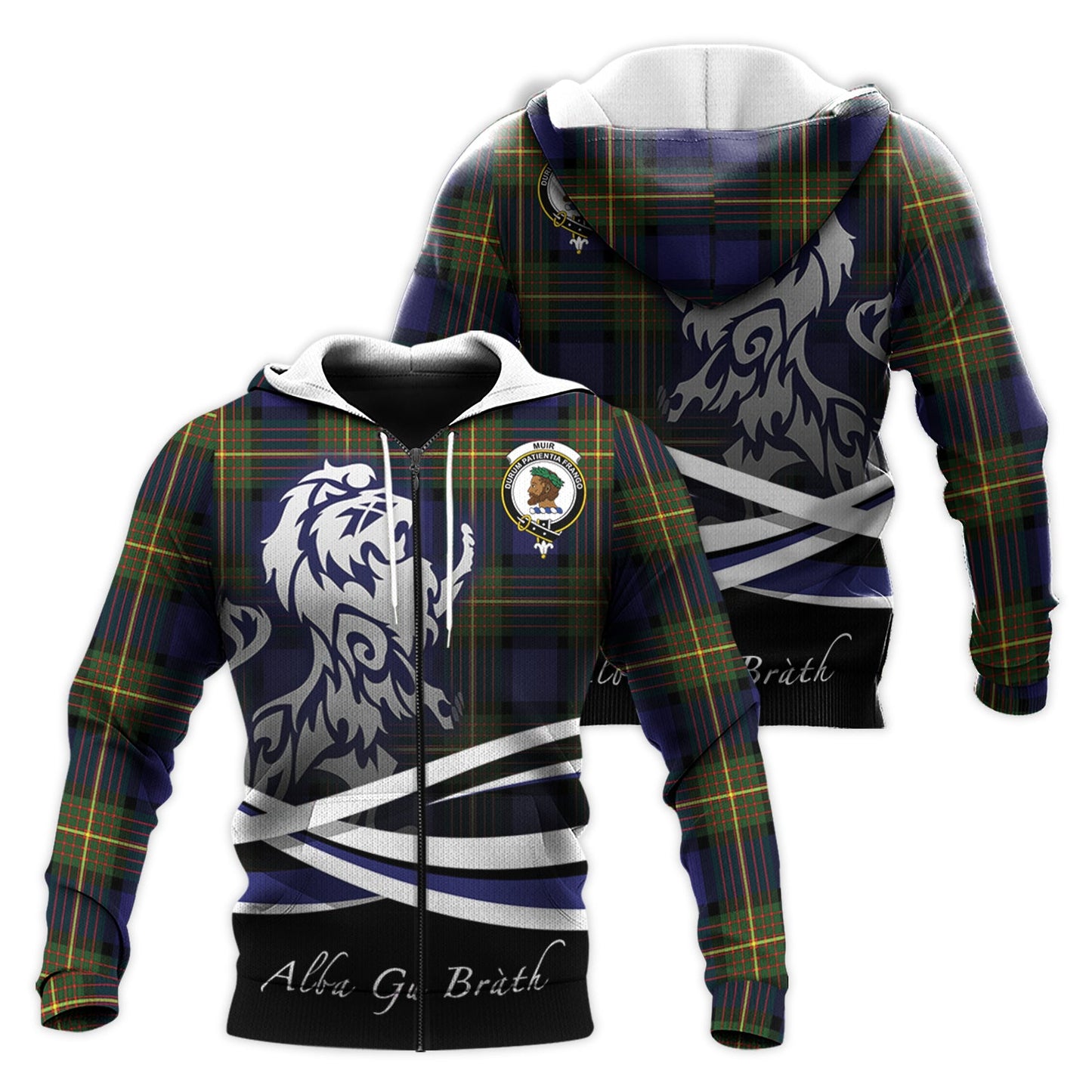 Printivon Muir Tartan Scottish Lion Hoodie