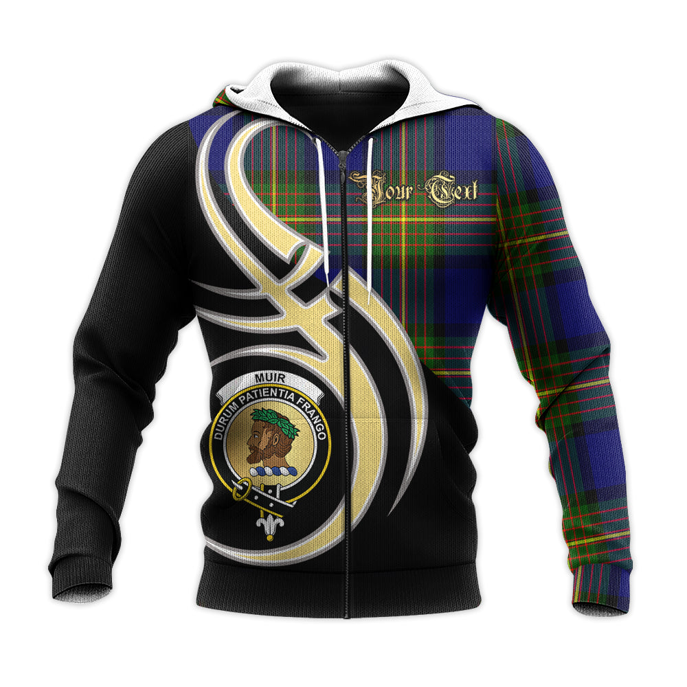 Printivon Muir Clan Believe In Me Crest Tartan Knitted Hoodie Custom Your Text