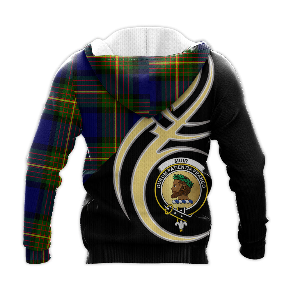 Printivon Muir Clan Believe In Me Crest Tartan Knitted Hoodie Custom Your Text