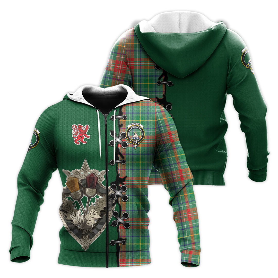Printivon Muirhead Tartan Hoodie Lion Rampant And Celtic Thistle Style
