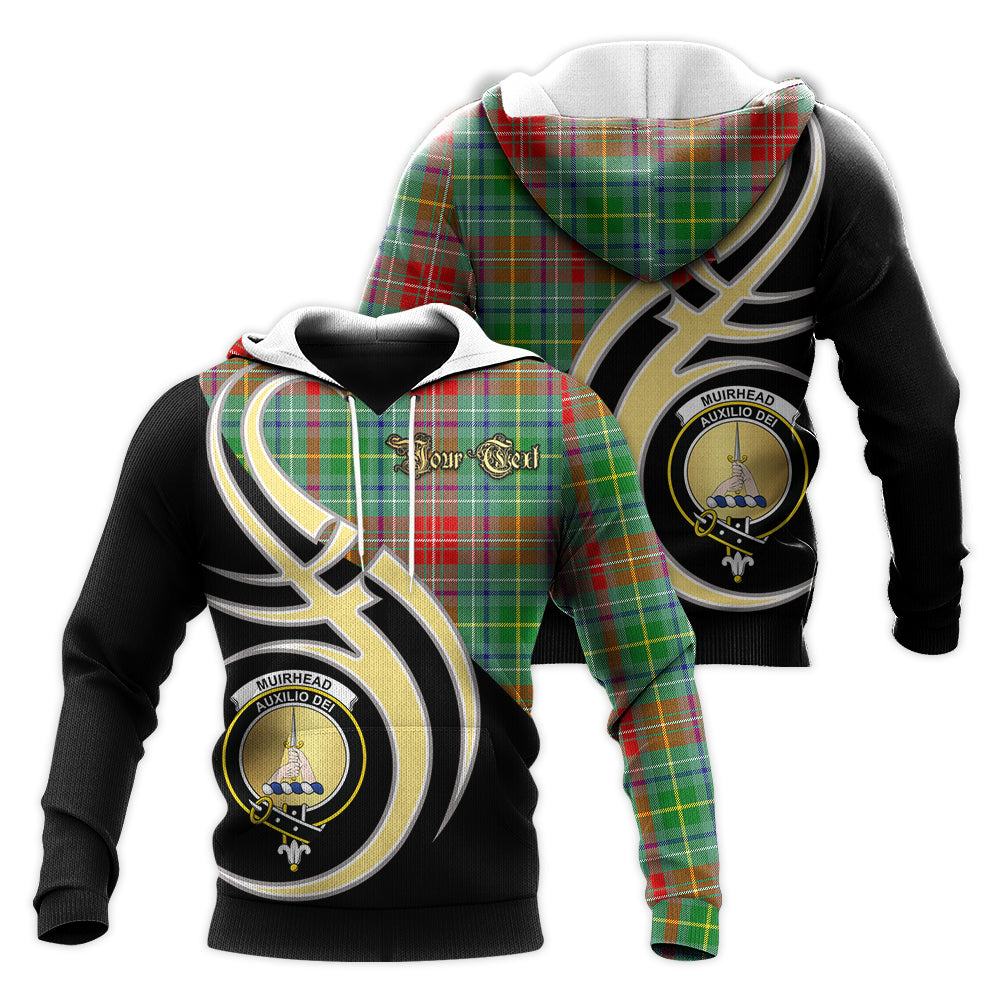 Printivon Muirhead Clan Believe In Me Crest Tartan Knitted Hoodie Custom Your Text