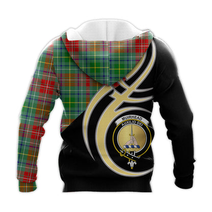 Printivon Muirhead Clan Believe In Me Crest Tartan Knitted Hoodie Custom Your Text