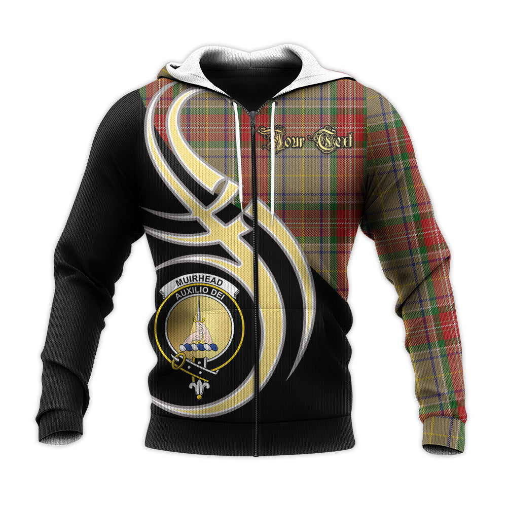 Printivon Muirhead Old Clan Believe In Me Crest Tartan Knitted Hoodie Custom Your Text