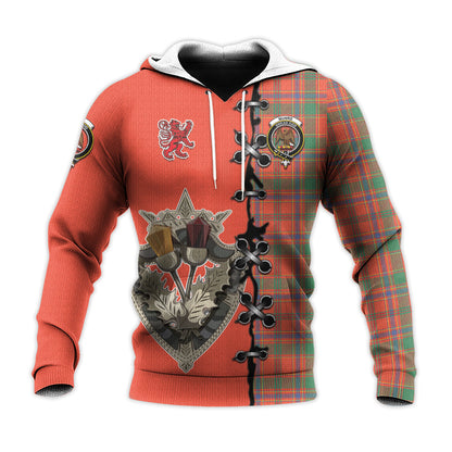 Printivon Munro Ancient Tartan Hoodie Lion Rampant And Celtic Thistle Style