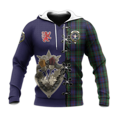 Printivon Murray Of Atholl Tartan Hoodie Lion Rampant And Celtic Thistle Style