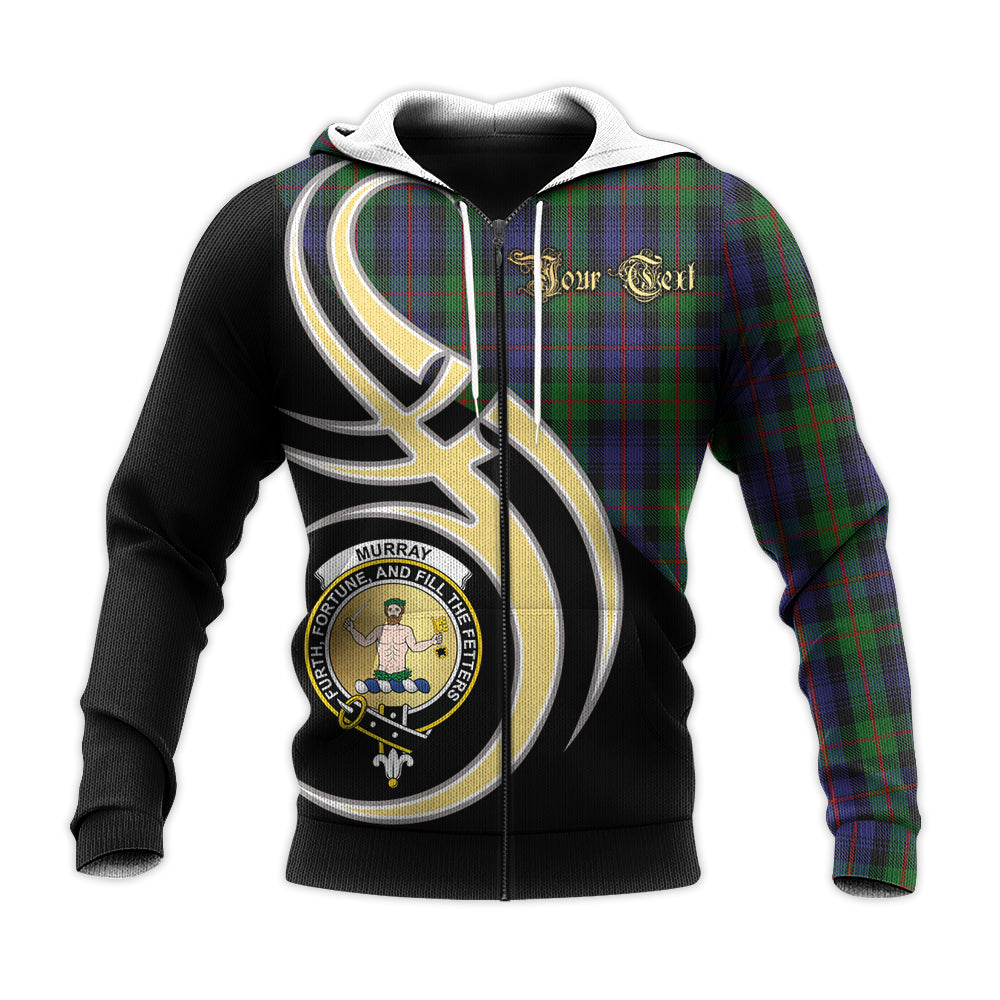 Printivon Murray Of Atholl Clan Believe In Me Crest Tartan Knitted Hoodie Custom Your Text