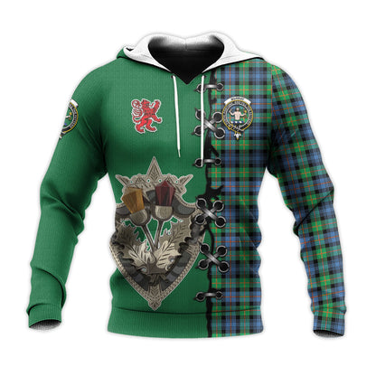 Printivon Murray Of Atholl Ancient Tartan Hoodie Lion Rampant And Celtic Thistle Style