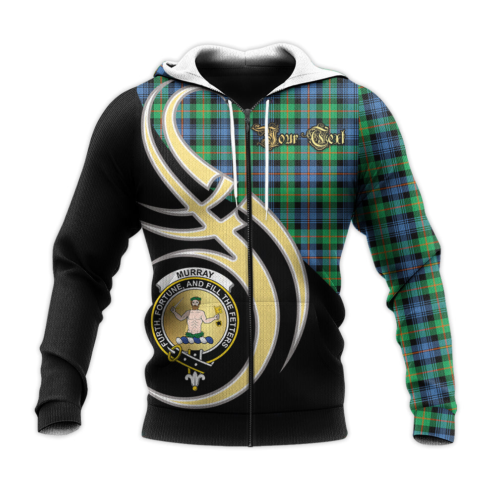 Printivon Murray Of Atholl Ancient Clan Believe In Me Crest Tartan Knitted Hoodie Custom Your Text