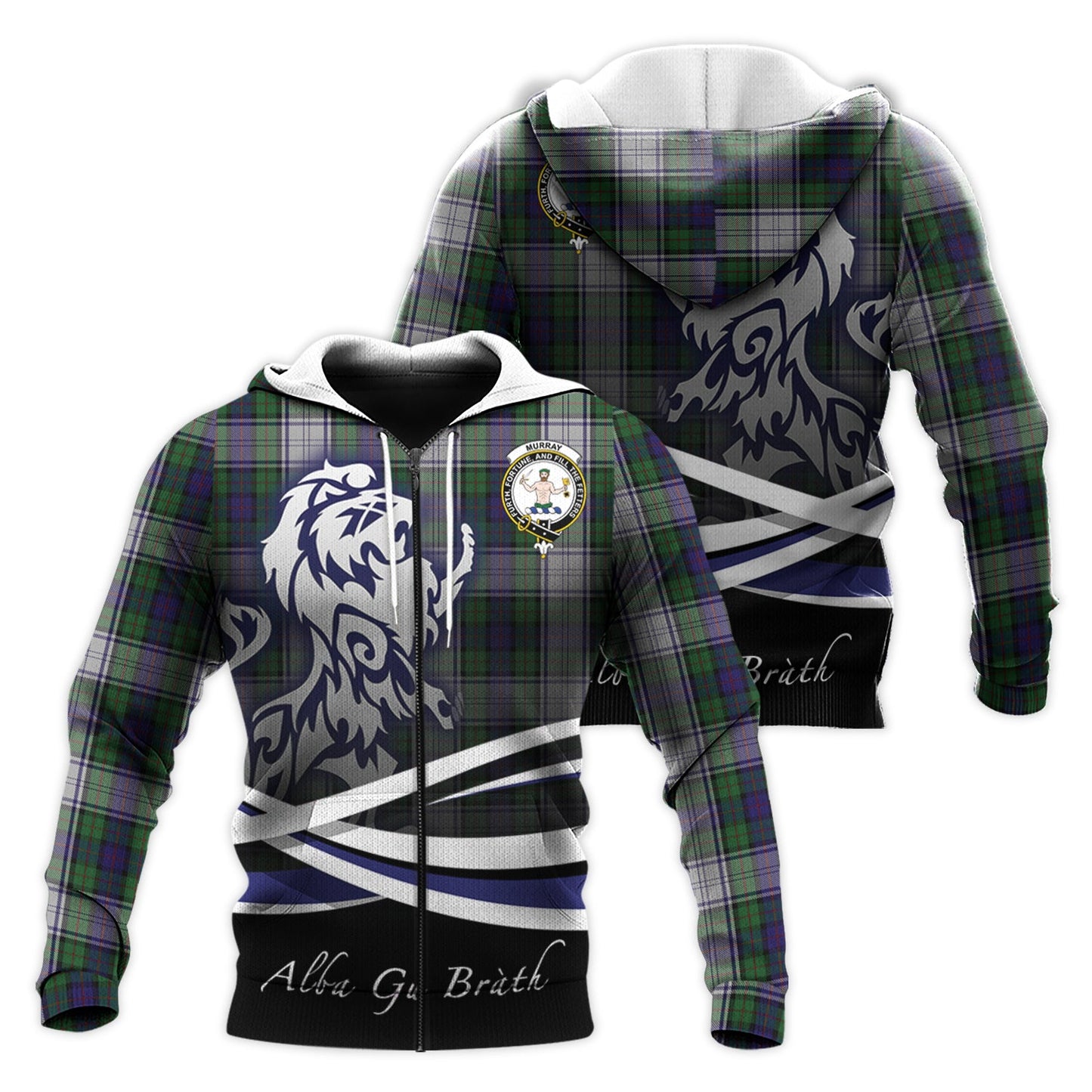 Printivon Murray Of Atholl Dress Tartan Scottish Lion Hoodie