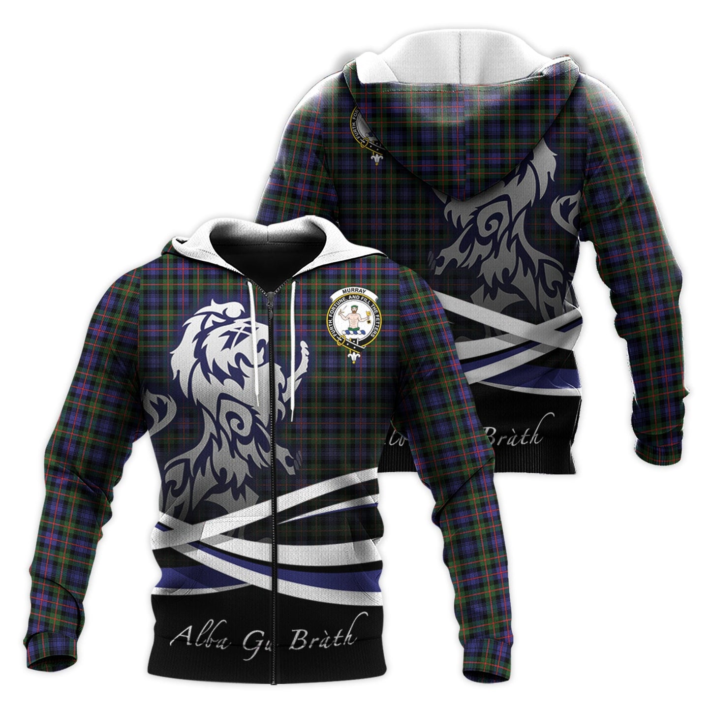 Printivon Murray Of Atholl Modern Tartan Scottish Lion Hoodie