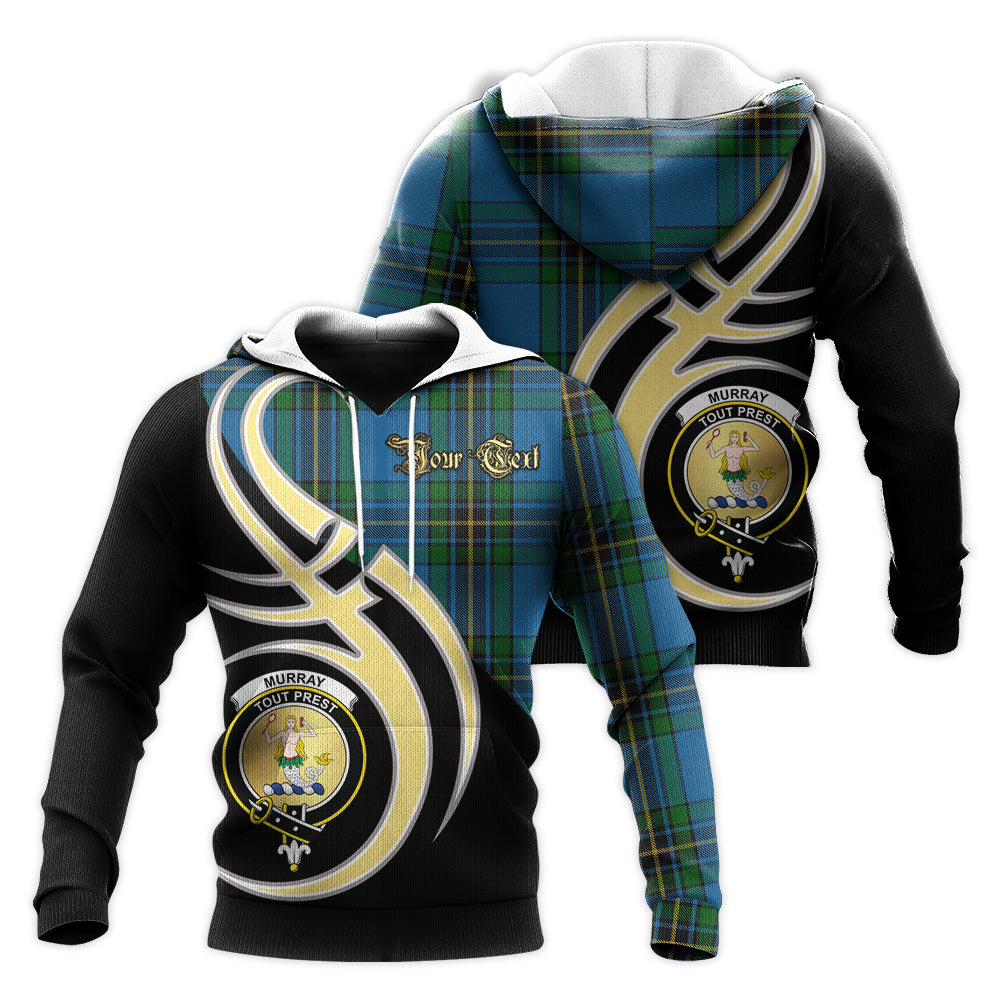 Printivon Murray Of Elibank Clan Believe In Me Crest Tartan Knitted Hoodie Custom Your Text