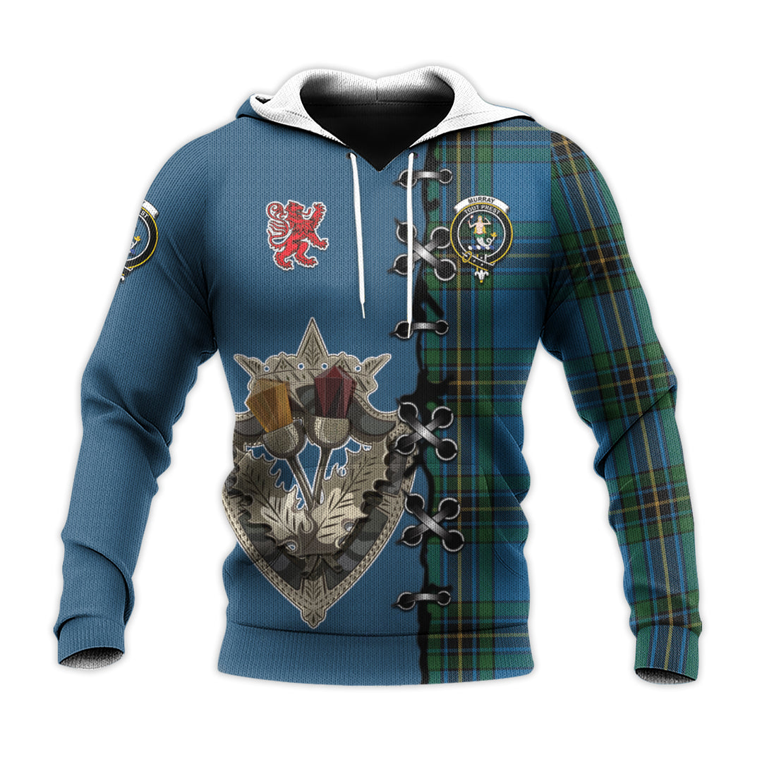 Printivon Murray Of Elibank Tartan Hoodie Lion Rampant And Celtic Thistle Style