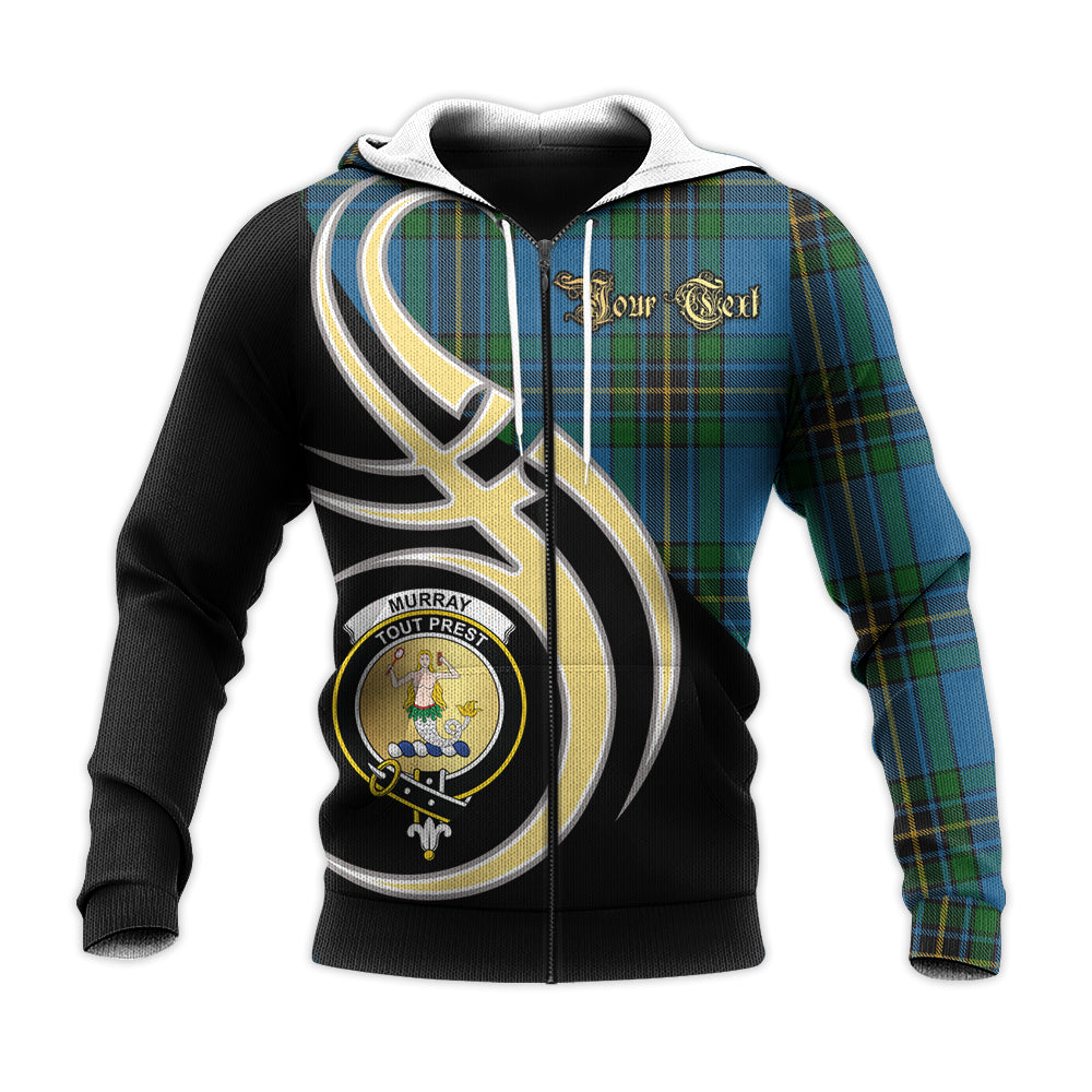 Printivon Murray Of Elibank Clan Believe In Me Crest Tartan Knitted Hoodie Custom Your Text